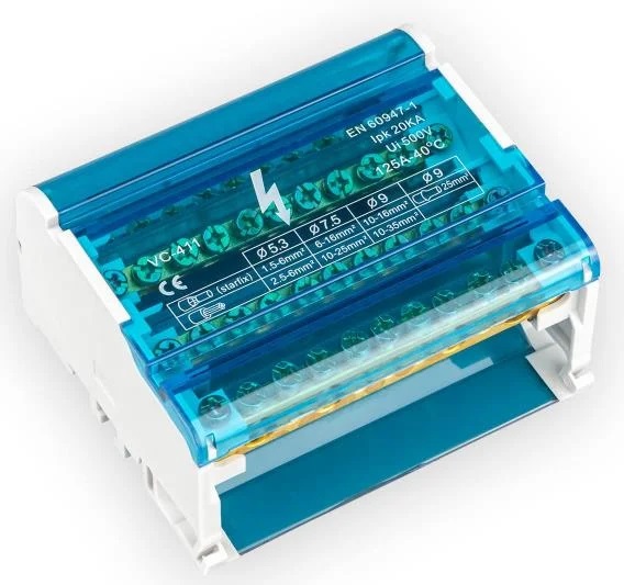 [CUA-REP-VC-411] REPARTIDOR TETRAPOLAR DIN 125A 11 SAL: 3X16MM+1X25MM+7X6MM