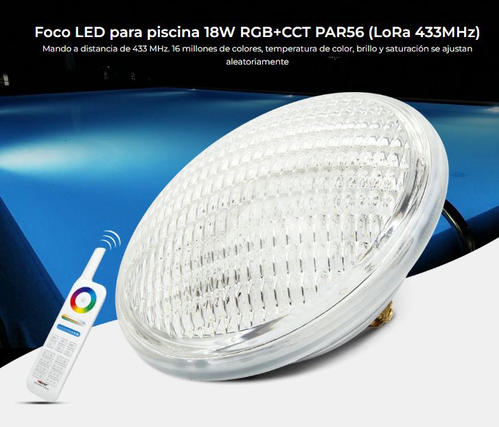 BOMBILLA LED PISCINA PAR56 18W 12V IP68 RGB+W POPP (SOLO DC)