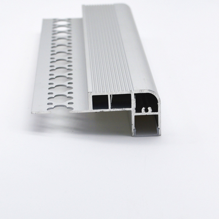 PERFIL SUPERFICIE PARA HUELLA DE ESCALERA ALUMINIO CON DIFUSOR 2M LED INFERIOR 8MM