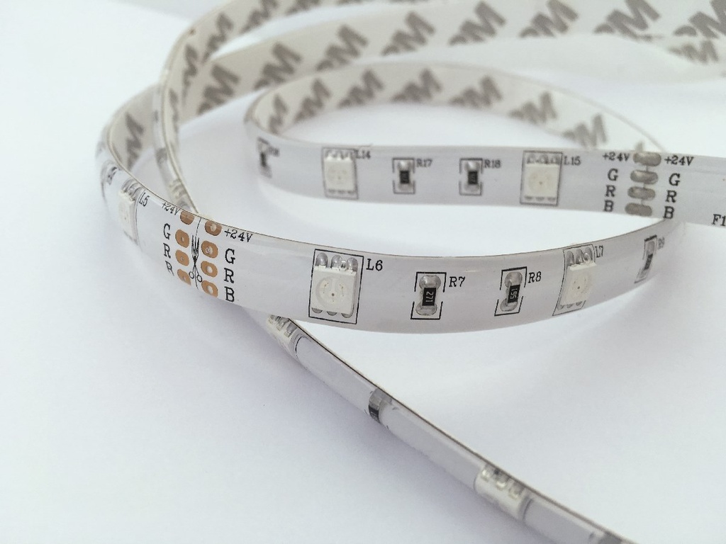 TIRA LED 24Vdc 16W/M RGB 5M SMD5050 IP65 60P POPP