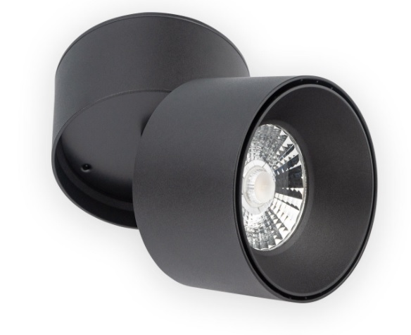 [PLF-12W-ORI-NG-4] LAMPARA S/P CILINDRICA ABATIBLE ORIENTABLE 12W 4000ºK 960LM 38º IP20 NEGRO Ø92*110MM