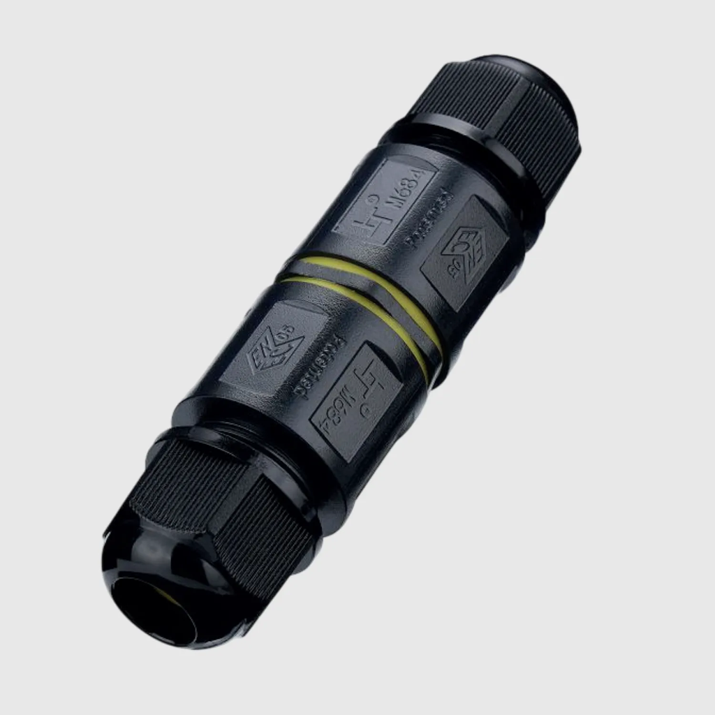 [CON-IP68-I-3P-Q] CONECTOR IP68 CILINDRICO PRENSAESTOPA 3X2.5mm NEGRO CONEXION SIN TORNILLO
