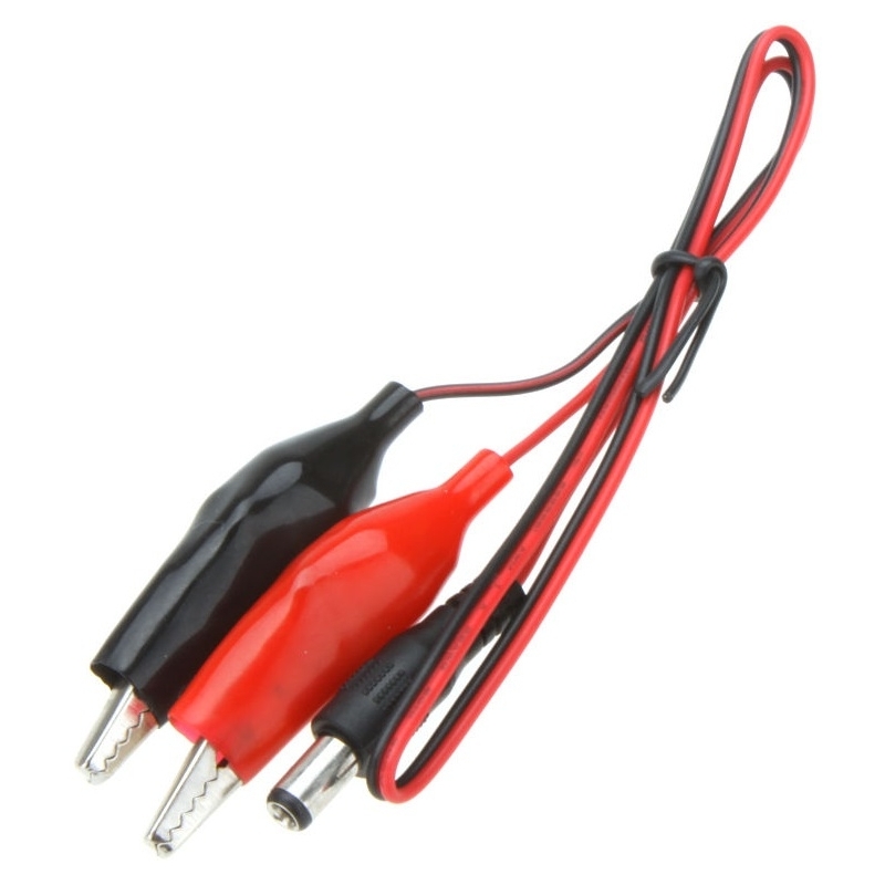 CONECTOR DC CABLE CON PINZA COCODRILO R+N AISLADA