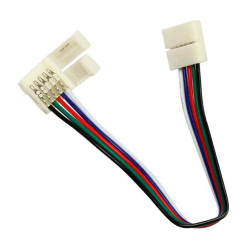 [TDL-CON-5CH] CONECTOR DOBLE P/TIRAS 5050 C/CABLE Y CLIP EMPALME RGB+W 5pin