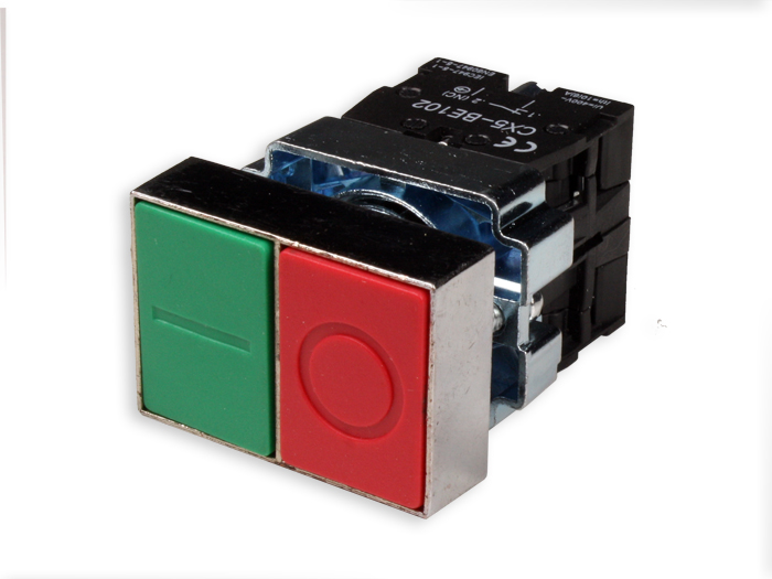 [BSPDOBLE] PULSADOR MARCHA PARO RASANTE 1NO+1NC ROJO/VERDE