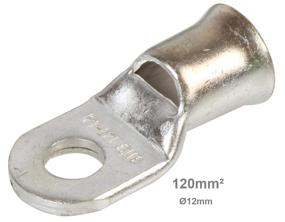 TERMINAL TUBULAR DE COBRE CABLE 120mm2 Ø12mm