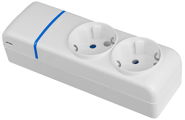 BASE 2 TOMAS SCHUKO 2P+T 16A 250V SIN INTERRUPTOR Y SIN CABLE BLANCA