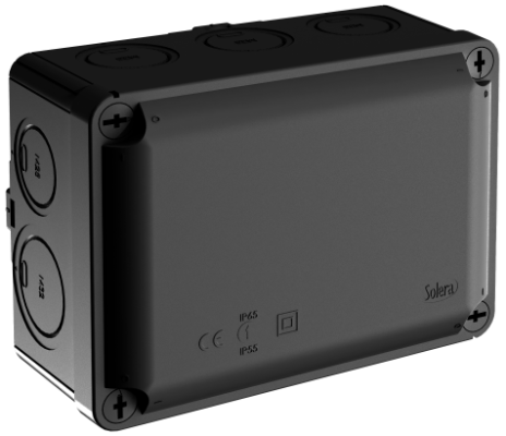 [CAJA-SOL-15X10-NG] CAJA DE REGISTRO ESTANCA IP65 153x110x65mm NEGRA LISA PRETROQUELADA