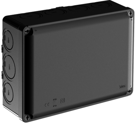 [CAJA-SOL-22X17-NG] CAJA DE REGISTRO ESTANCA IP65 220x170x80mm NEGRA LISA PRETROQUELADA