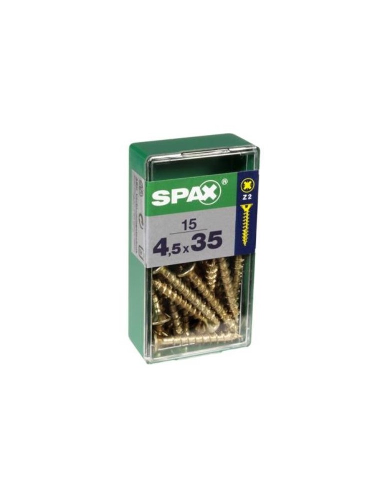 [TOR-18384] CAJA 15uds TORNILLO MADERA CAB. PLANA YELLOX 4.5*35mm SPAX