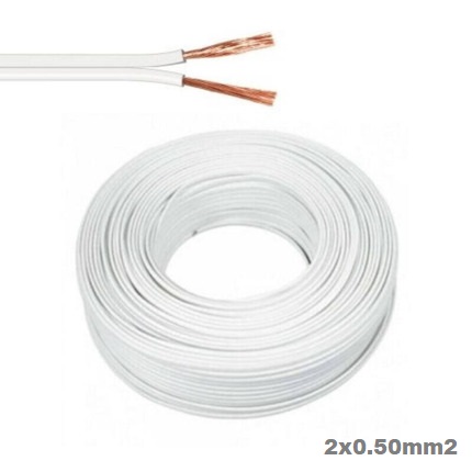 Mt. CABLE PARALELO AUDIO 500V 2x0.50mm2 BLANCO