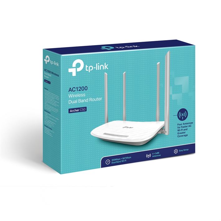 [INF-ARCHER-C50] TP-LINK ROUTER ARCHER C50 DUALBAND AC1200 2.4/5GHz 4 PORT 10/100Mbps