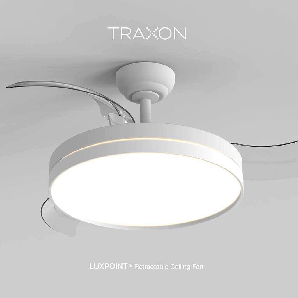 [VENT-TXGL25100050955] VENTILADOR TECHO TRAXON LUXPOINT CON LUZ LED 33W CCT3 3500lm ASPAS RETRACTILES MOTOR DC