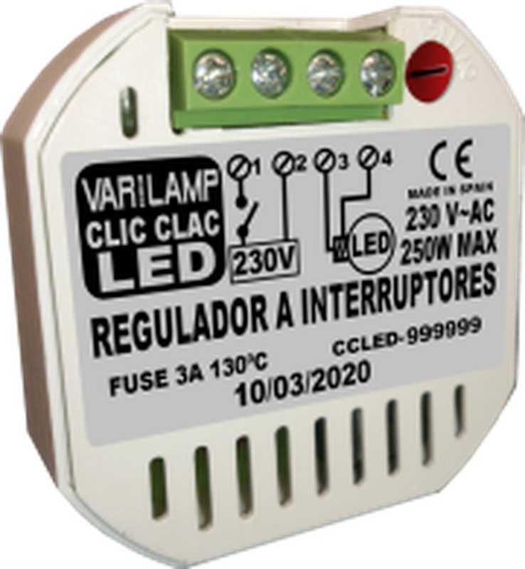 PASTILLA DIMMER REGULADOR UNIVERSAL C/INTERRUPTORES LED VARILAMP 250W