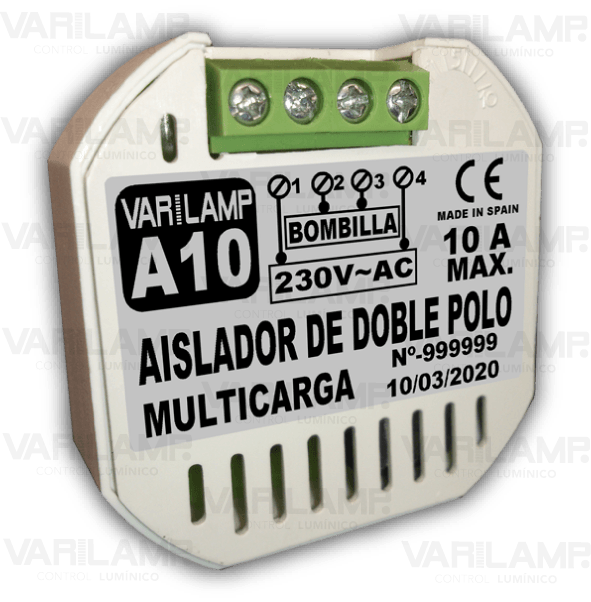 [VAR-A10] PASTILLA AISLADOR DE DOBLE POLO 10A MULTICARGA VARILAMP