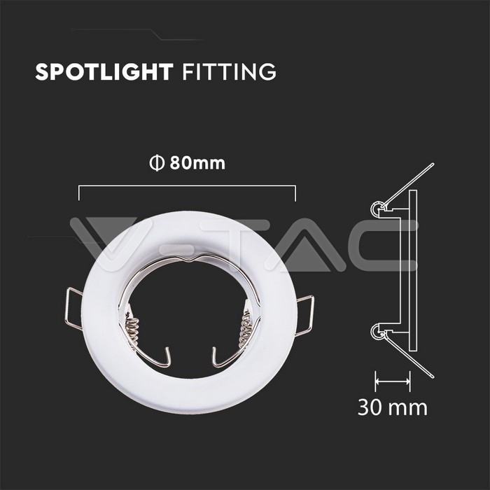 [ARO-VT-3584] ARO DICROICA 2 UNIDADES REDONDO BLANCO CORTE: Ø65MM FIJO MR16