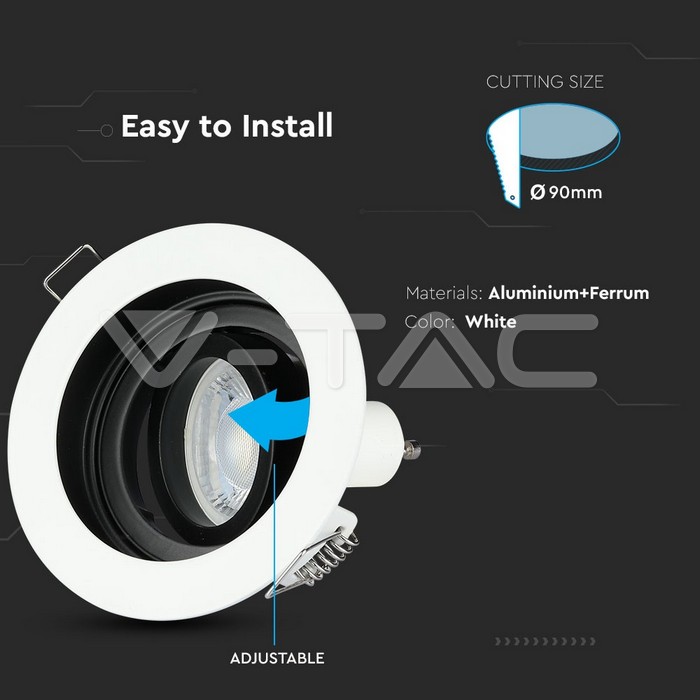 [ARO-VT-3595] ARO DICROICA REDONDO CARDAN BLANCO Y NEGRO SIN ALAMBRE MR16