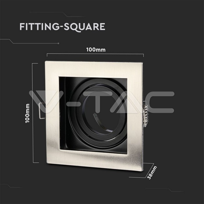 ARO DICROICA CUADRADO CARDAN NIQUEL SATINADO Y NEGRO SIN ALAMBRE MR16