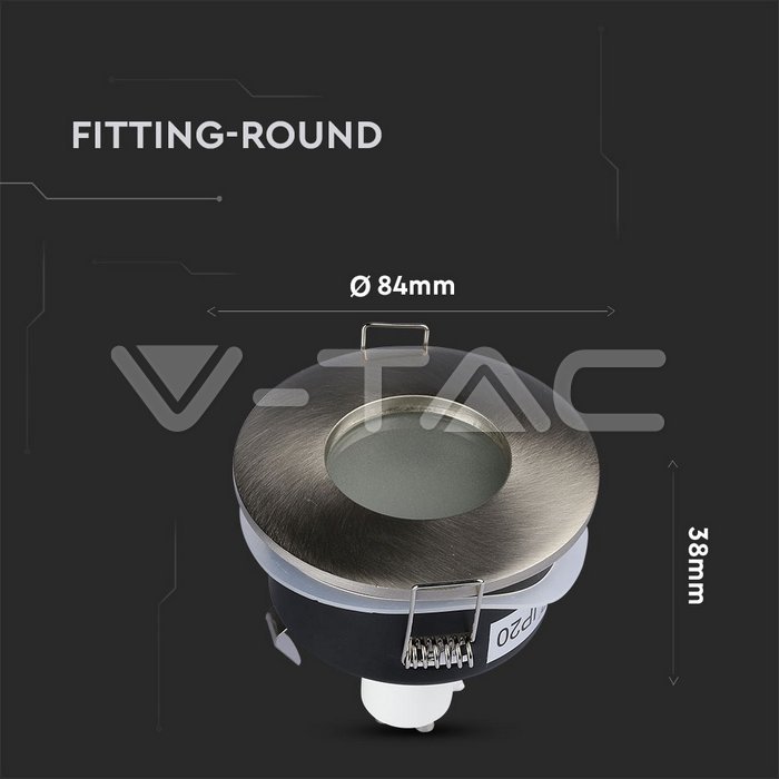 [ARO-VT-3614] ARO Y CARCASA PARA DICROICA IP54 REDONDO NIQUEL SATINADO