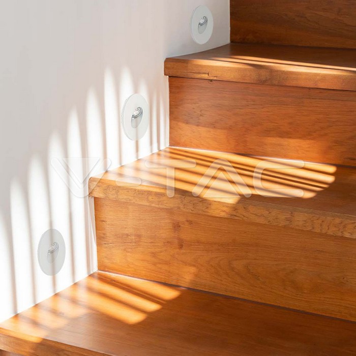 [BAL-VT-1208] BALIZA ESCALERA LED 3W 120LM 4K LUZ NEUTRA 15º IP20 REDONDA V-TAC