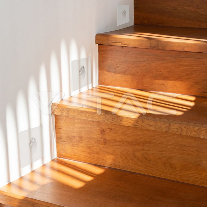 [BAL-VT-1209] 211209 BALIZA ESCALERA LED 3W 120LM 3K LUZ CALIDA 15º IP20 CUADRADA V-TAC