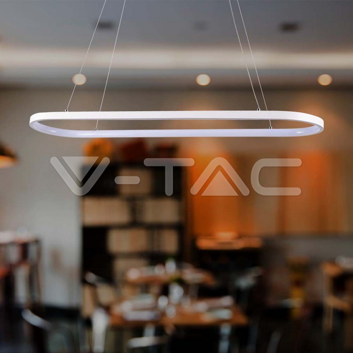 [LAM-VT-10055] LAMPARA SUSPENSION 24W 4000ºK 2760LM 790x200x1080mm OVALADA BLANCA ARO ILUMINADO