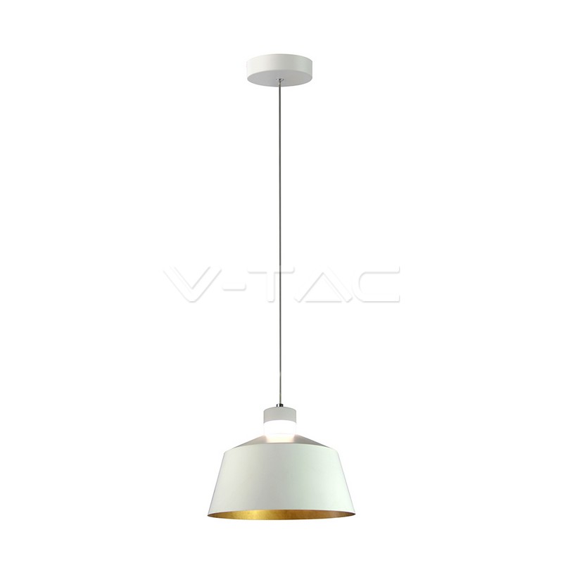 [LAM-VT-3931] LAMPARA DE SUSPENSION 7W 4000ºK 400LM CAMPANA ACRILICA BLANCA+ORO