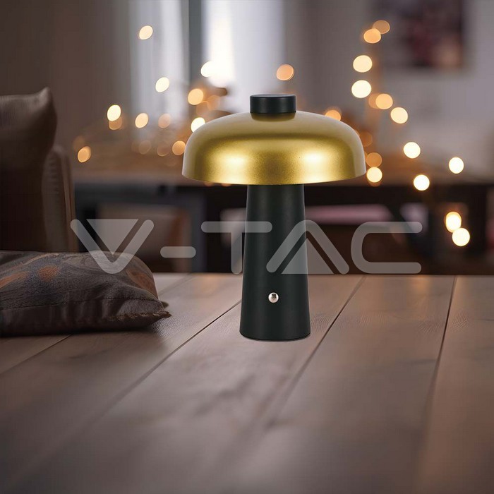 [LAM-VT-7946] LAMPARA DE MESA 'SETA' RECARGABLE GOLD-BLACK 3W 200lm CCT REGULABLE