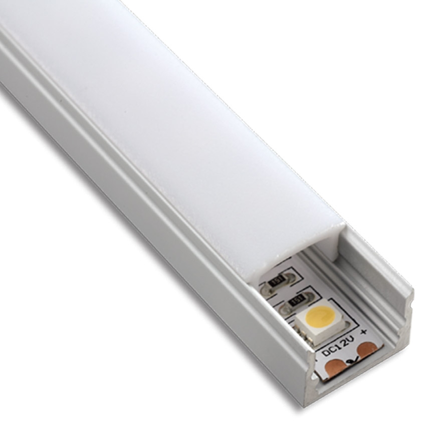 [PERFIL-SUP] 3355 PERFIL SUPERFICIE ALUMINIO 17X7mm 2M PARA TIRA LED CON DIFUSOR OPAL