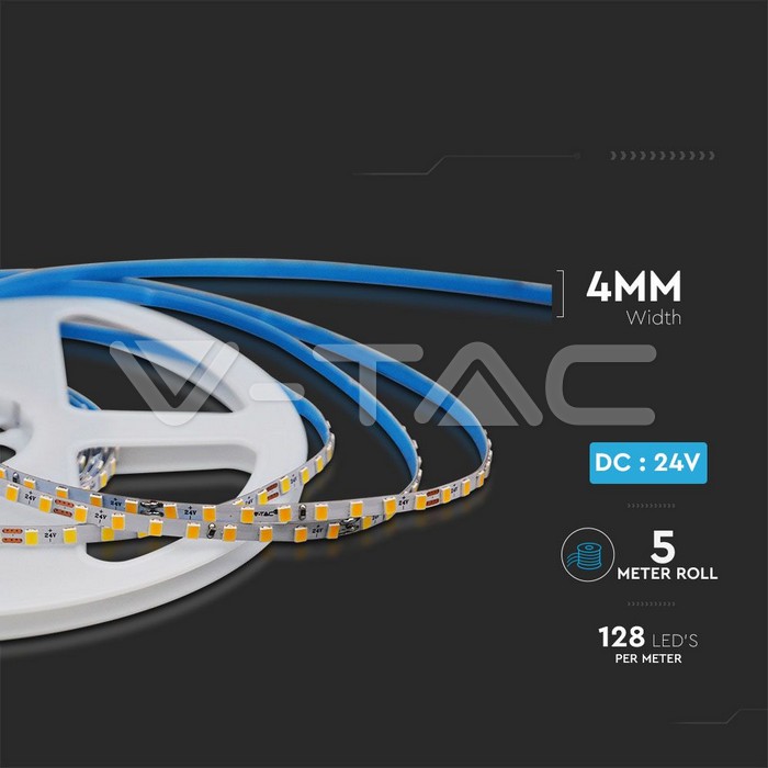 [TL-24IN120S23-9CT4] 5mts TIRA LED SUPER THIN 4mm SMD2835 24V 9W/mt 3K 1150lm/m IP20 CUT:63mm