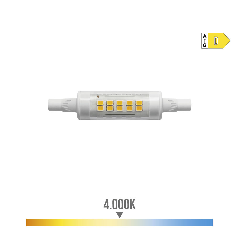 [R7S-78MM-SMD-4] BOMBILLA LINEAL R7s 78mm 7W 4K LUZ NEUTRA 580lm SMD IP20 360º 28x78mm