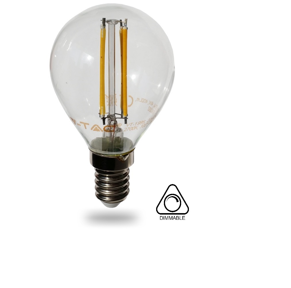 [E14-ESF-4W-VIN-DIM] BOMBILLA LED ESFERICA P45 E14 4W 2700ºK 320LM DIMMABLE CLEARGLASS