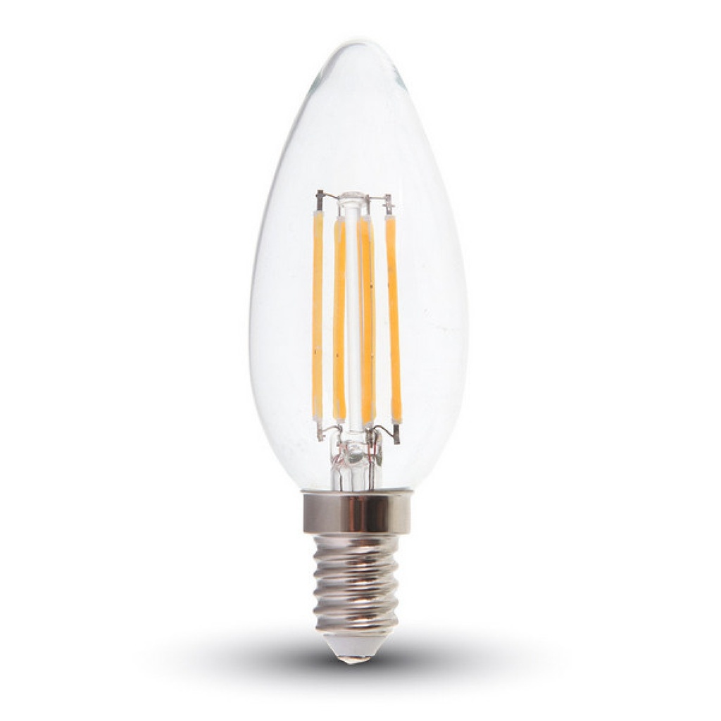 [E14-VELA-4W-VIN-3] 4301 BOMBILLA LED VELA C35 E14 4W 3K LUZ CALIDA 400LM 300º CLEAR GLASS