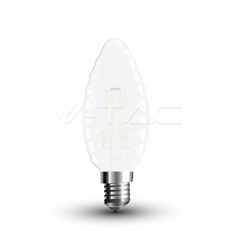 [E14-VELA-4W-VIN-F] BOMBILLA LED VELA C35 E14 4W 4000ºK 400LM 300º RIZADA T-FROST GLASS
