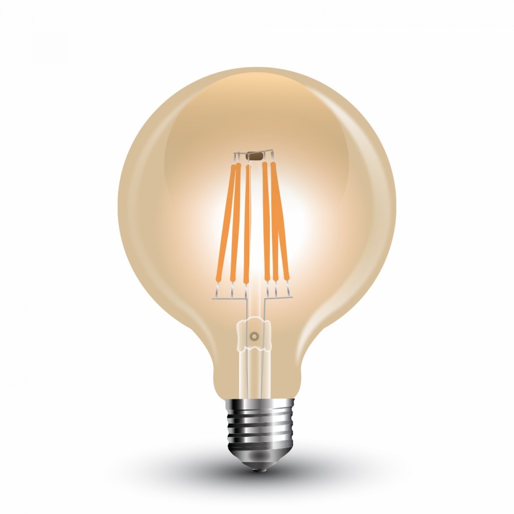 [E27-G125-6W-VIN-2] BOMBILLA LED GLOBO G125 E27 6W 2700ºK LUZ CALIDA 806LM 300º AMBER GLASS