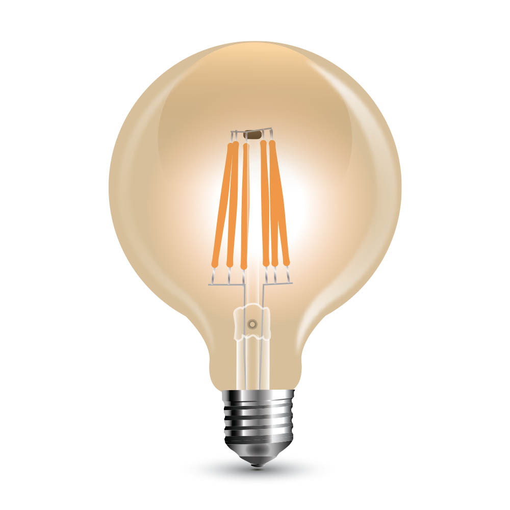 [E27-G125-8W-VIN-2] BOMBILLA LED GLOBO G125 E27 8W 2K MUY CALIDA 700LM 300º AMBERGLASS