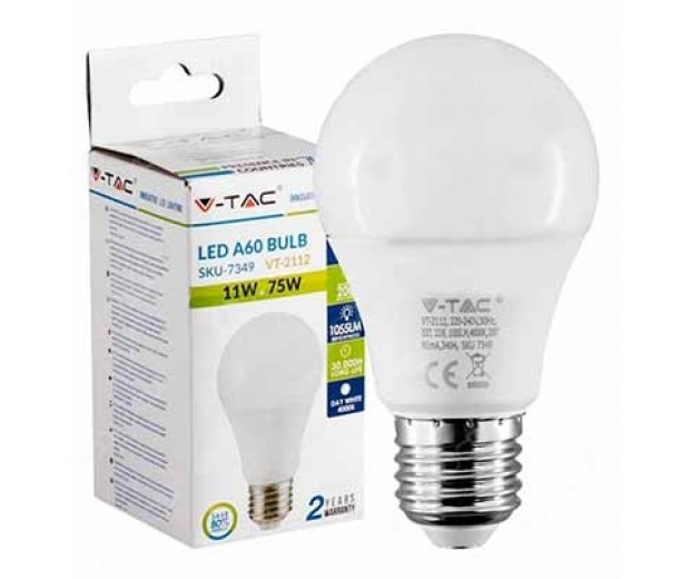 [E27-STD-11W-44] 217349 BOMBILLA LED STANDARD A60 E27 11W 4K LUZ NEUTRA 1055LM 200º IP20 V-TAC