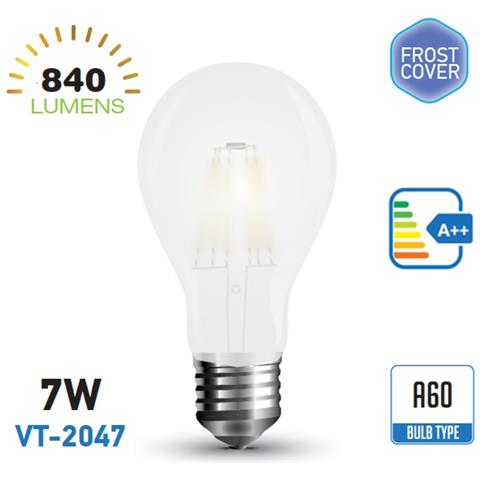 [E27-STD-7W-6-FG] BOMBILLA LED A60 E27 7W 6K LUZ FRIA 840lm FROST GLASS
