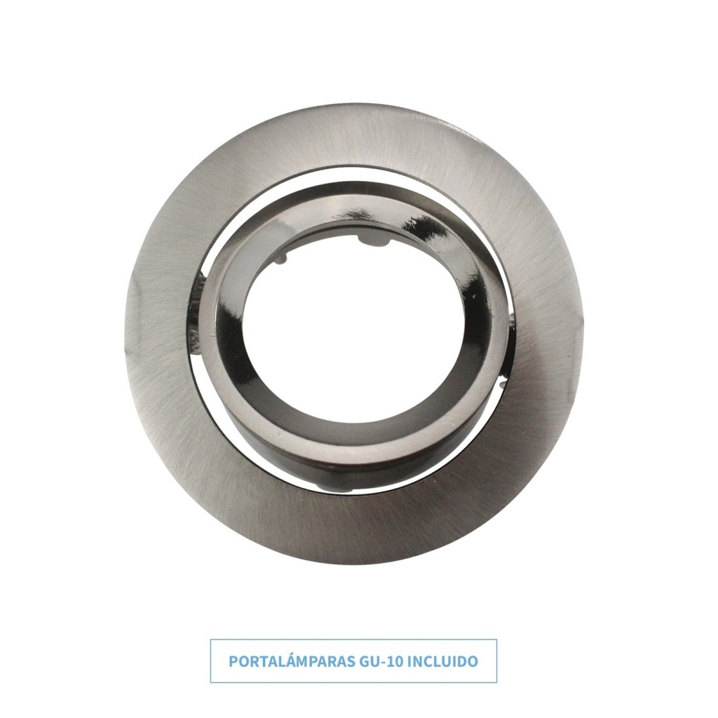 ARO DICROICA REDONDO ORIENTABLE R183 SIN ALAMBRE CON GU10 ZIONELED NIQUEL SATINADO