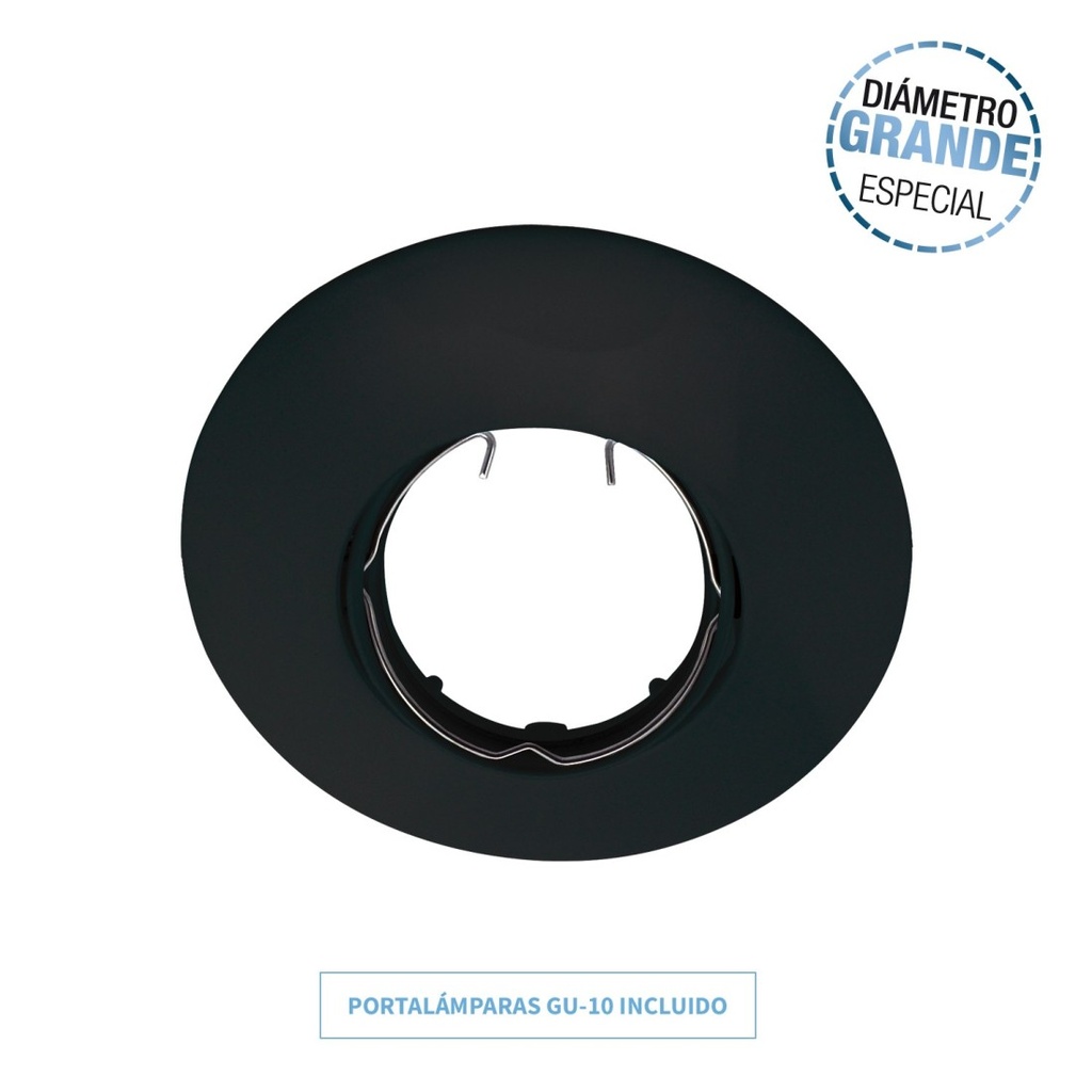 [ARO-R185-NG] ARO DICROICA REDONDO ORIENTABLE ALA ANCHA C/GU10 NEGRO Ø105*30mm CUT:Ø75mm ZIONELED