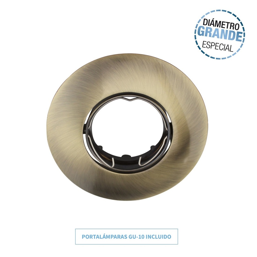 [ARO-R185-OR] ARO DICROICA REDONDO ORIENTABLE ALA ANCHA C/GU10 CUERO ORO VIEJO Ø105*30mm CUT:Ø75mm ZIONELED