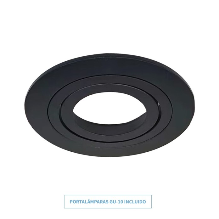 [ARO-R191-NG] ARO DICROICA REDONDO ORIENTABLE R191 SIN ALAMBRE CON GU10 ZIONELED NEGRO