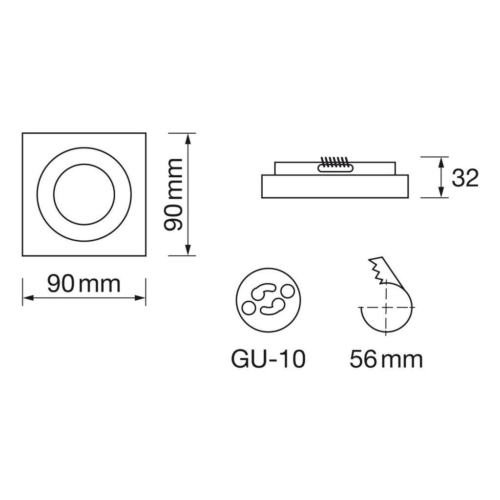 [ARO-R197-CT] ARO DICROICA CRISTAL R197 Ø90X90x31mm SIN ALAMBRE CON GU10 ZIONELED CRISTAL TRANSPARENTE