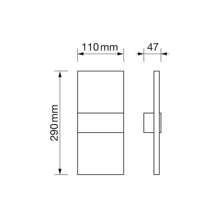 [APL-9257-12] APLIQUE LED VERTICAL ALUMINIO CEPILLADO+PC 12W 4500ºK 750lm 110x290x47mm