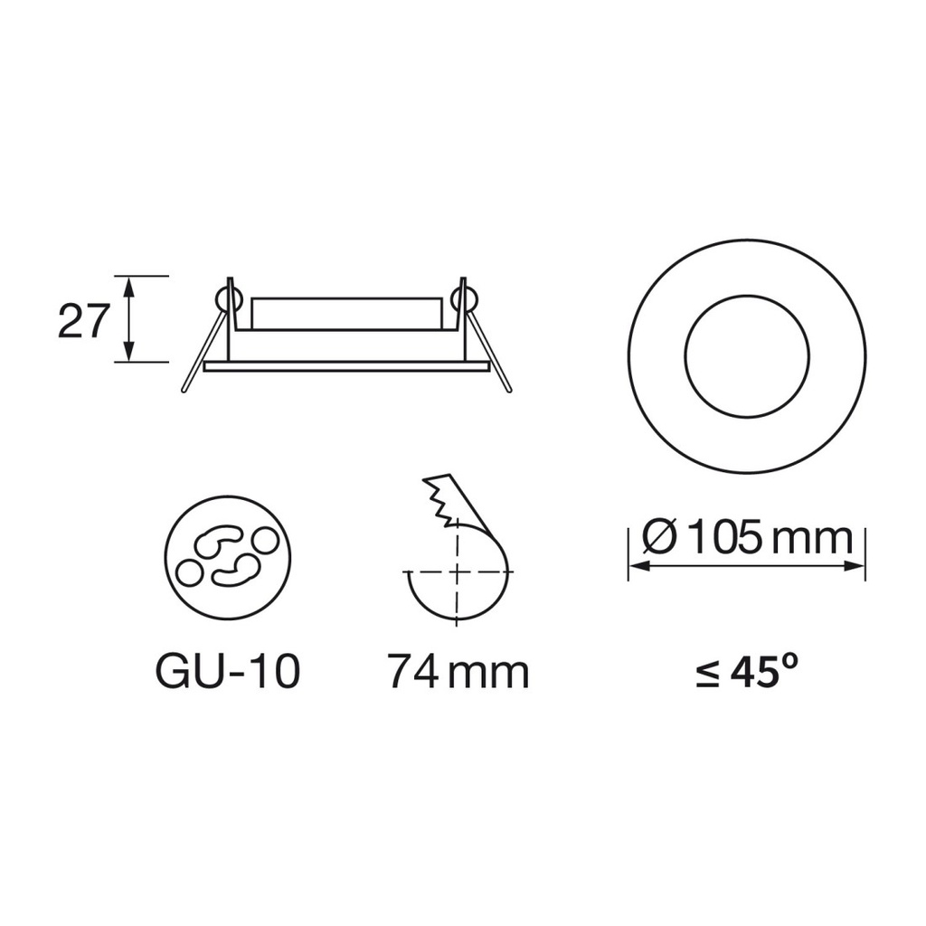 [ARO-R185-BL] ARO DICROICA REDONDO ORIENTABLE ALA ANCHA C/GU10 BLANCO Ø105*30mm CUT:Ø75mm ZIONELED