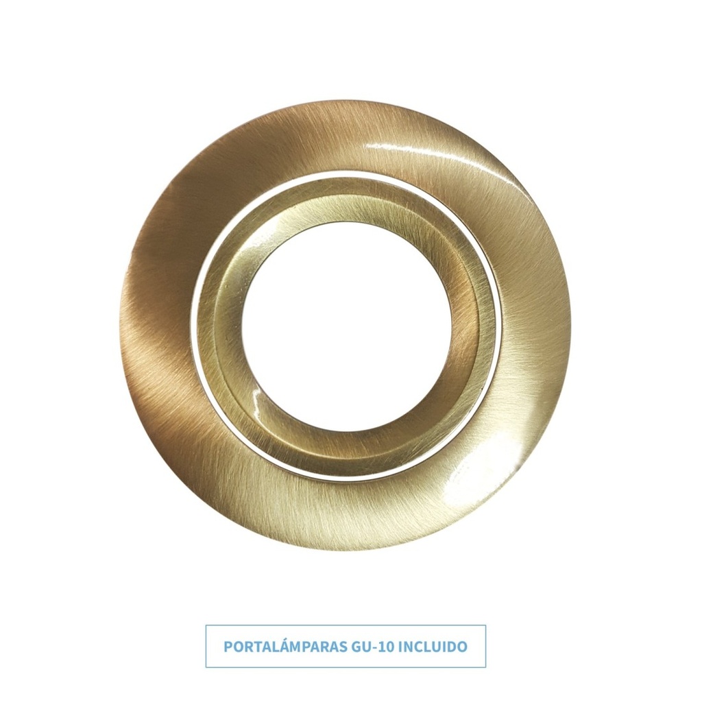 [ARO-R183-OR] ARO DICROICA REDONDO ORIENTABLE R183 SIN ALAMBRE CON GU10 ZIONELED ORO VIEJO (CUERO)