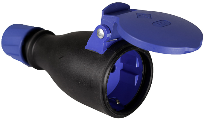 BASE ENCHUFE SCHUKO CAUCHO C/TAPA 2P+T 16A 250V T/TL CON PRENSAESTOPA IP54 NEGRA