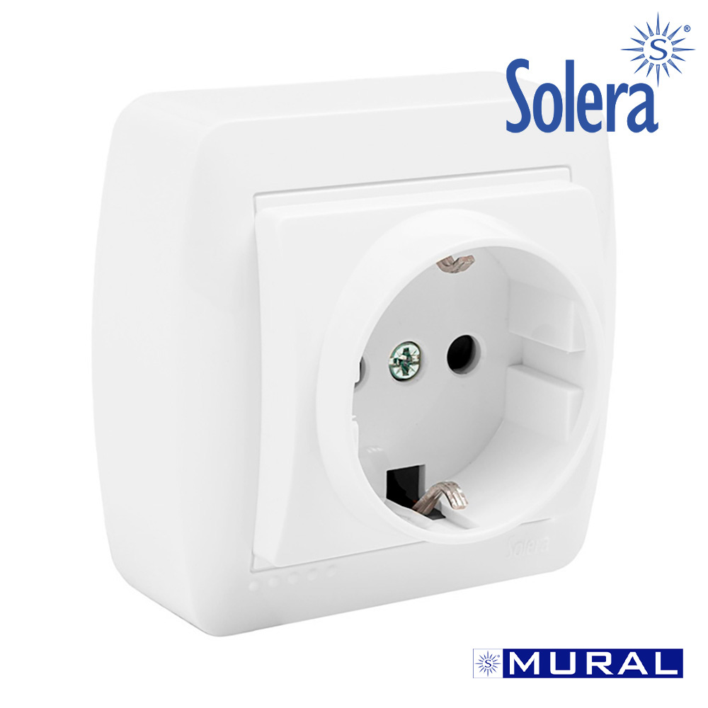 [MEC-SOL-SCHUKO] BASE SCHUKO 2P+T 16A 74X72X28MM SOLERA BLANCO