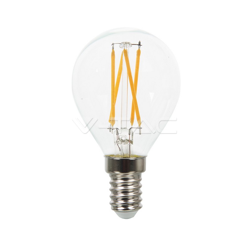 [E14-ESF-4W-VIN-3] BOMBILLA LED ESFERICA P45 E14 4W 3K LUZ CALIDA 440LM 300º GLASS