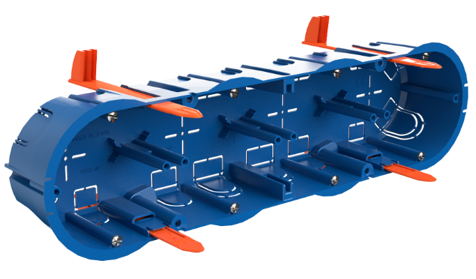 [5925GW] CAJA EMPOTRAR PLADUR 4 VENTANAS AZUL CON GRAPA PLASTICA SOLERA